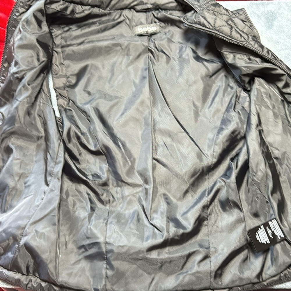 Bebe Quilted Full Zip Hooded Vest/Medium-Black - Picture 5 of 5